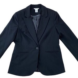 Liz Claiborne Pin Striped Suit Jacket in Black - Size 6